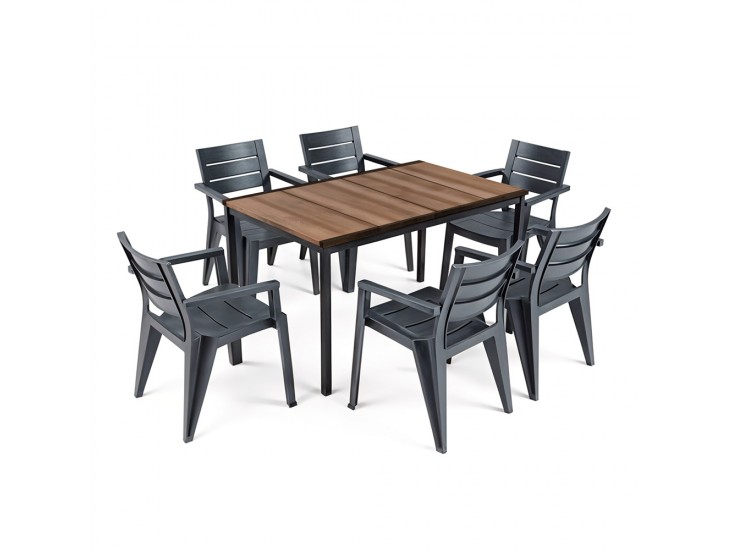Amari 6+1 kerti bútor garnitúra szett dió-grafit