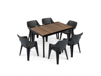 Ravello 6+1 kerti bútor garnitúra szett dió-fekete