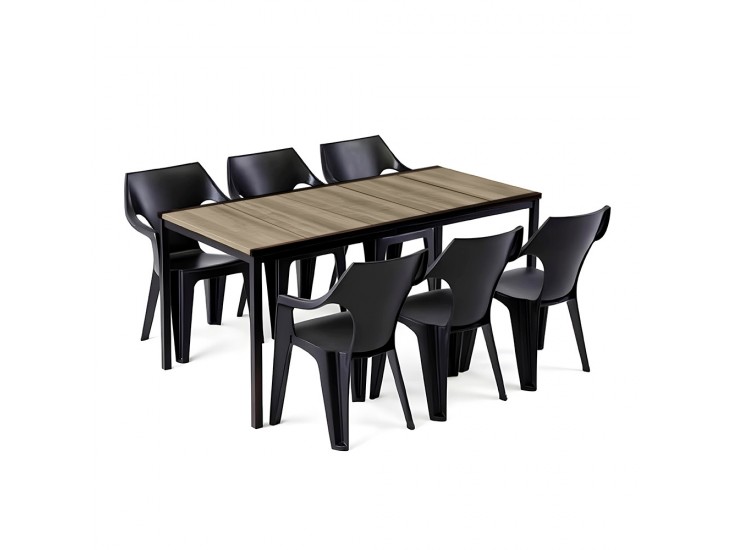 Carter Large 6+1 kerti bútor garnitúra szett kőris-grafit