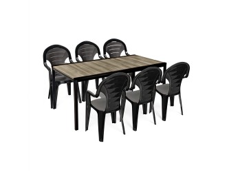 Lagos Large 6+1 kerti bútor garnitúra szett kőris-grafit