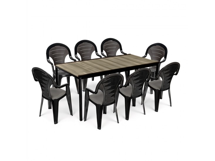 Lagos Large 8+1 kerti bútor garnitúra szett kőris-grafit