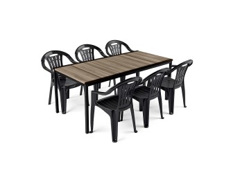 Rowen Large 6+1 kerti bútor garnitúra szett kőris-grafit