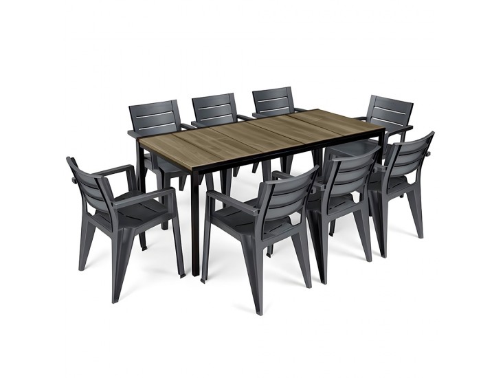Amari Large 8+1 kerti bútor garnitúra szett kőris-grafit