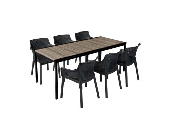 Romen Large 6+1 kerti bútor garnitúra szett kőris-grafit