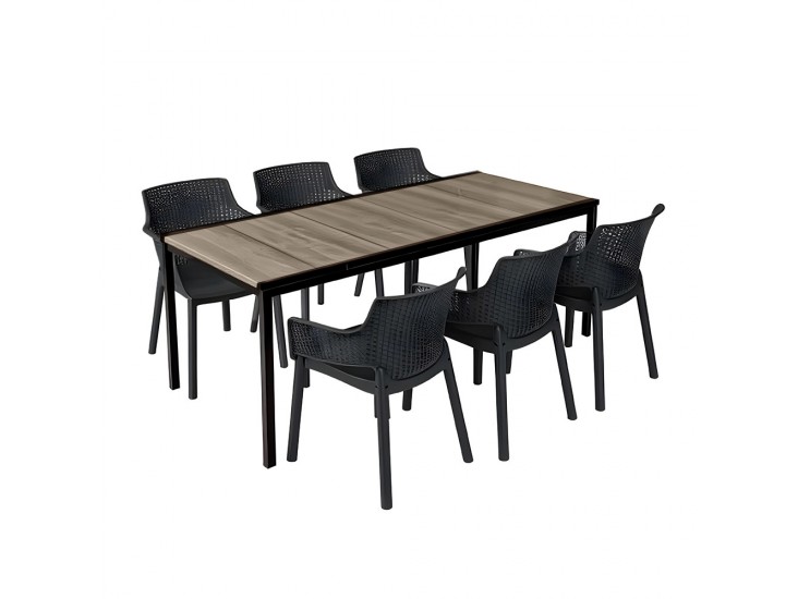 Romen Large 6+1 kerti bútor garnitúra szett kőris-grafit