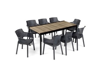 Romen Large 8+1 kerti bútor garnitúra szett kőris-grafit