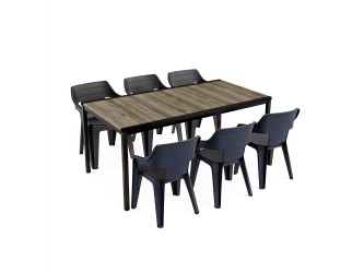 Ravello Large 6+1 kerti bútor garnitúra szett kőris-fekete