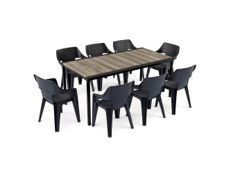 Ravello Large 8+1 kerti bútor garnitúra szett kőris-fekete