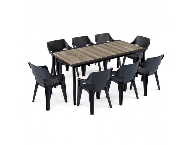 Ravello Large 8+1 kerti bútor garnitúra szett kőris-fekete