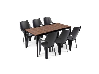 Parker Large 6+1 kerti bútor garnitúra szett dió-grafit