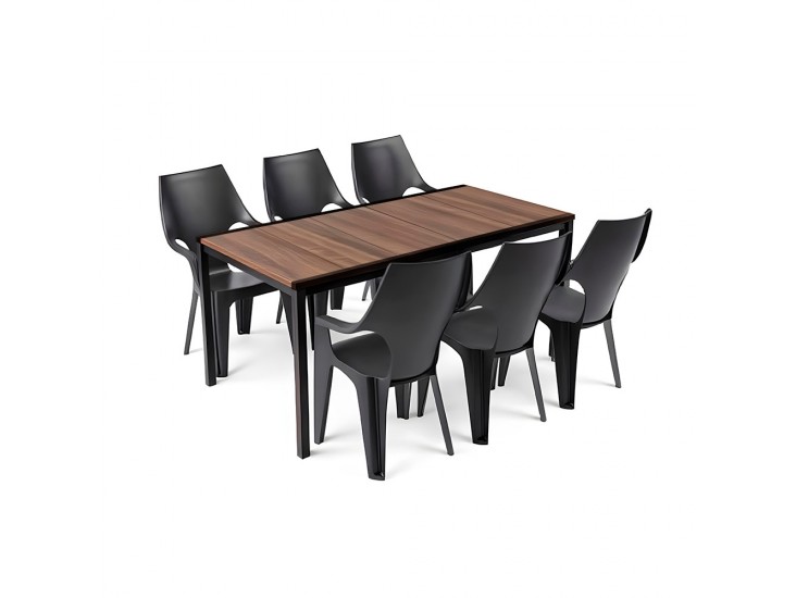 Parker Large 6+1 kerti bútor garnitúra szett dió-grafit