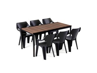 Carter Large 6+1 kerti bútor garnitúra szett dió-grafit