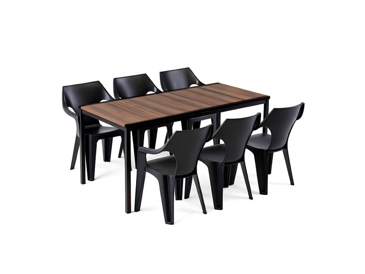 Carter Large 6+1 kerti bútor garnitúra szett dió-grafit