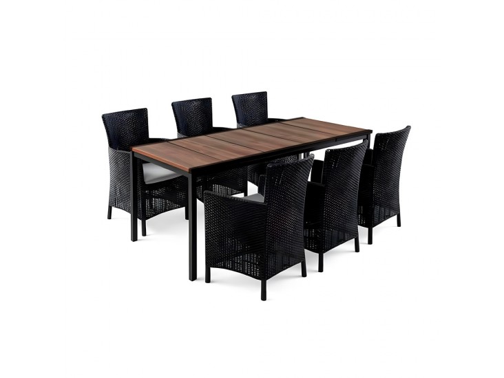 Nadia Large 6+1 kerti bútor garnitúra szett dió-grafit