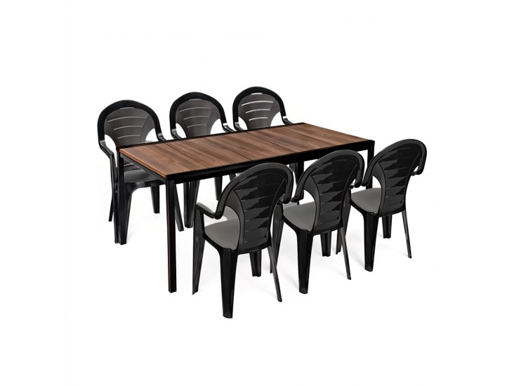 Lagos Large 6+1 kerti bútor garnitúra szett dió-grafit
