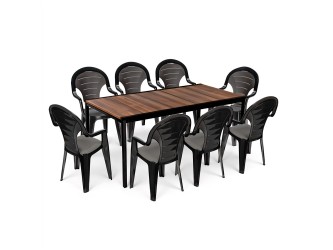 Lagos Large 8+1 kerti bútor garnitúra szett dió-grafit