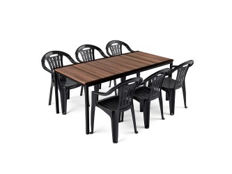 Rowen Large 6+1 kerti bútor garnitúra szett dió-grafit