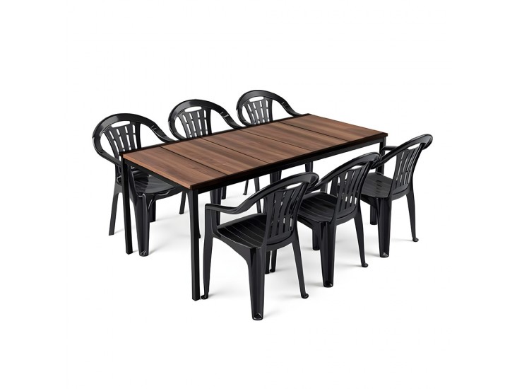 Rowen Large 6+1 kerti bútor garnitúra szett dió-grafit
