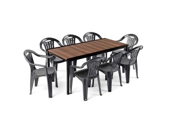 Rowen Large 8+1 kerti bútor garnitúra szett dió-grafit