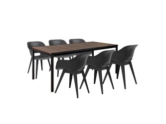 Flora Large 6+1 kerti bútor garnitúra szett dió-grafit