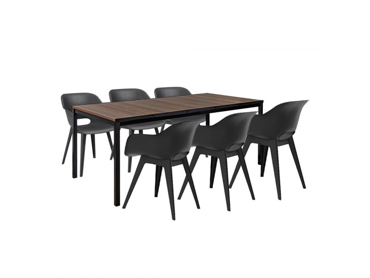 Flora Large 6+1 kerti bútor garnitúra szett dió-grafit