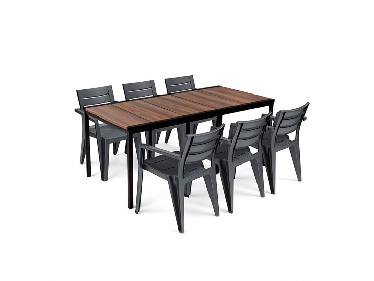 Amari Large 6+1 kerti bútor garnitúra szett dió-grafit
