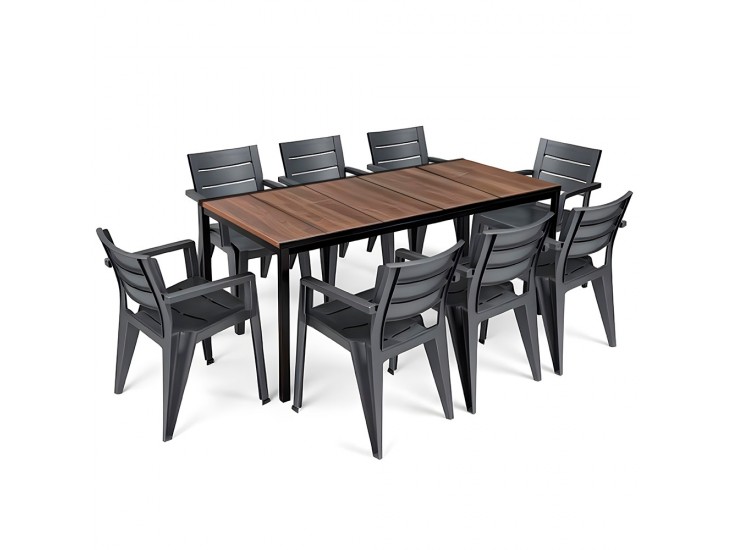 Amari Large 8+1 kerti bútor garnitúra szett dió-grafit