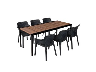 Romen Large 6+1 kerti bútor garnitúra szett dió-grafit