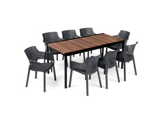 Romen Large 8+1 kerti bútor garnitúra szett dió-grafit