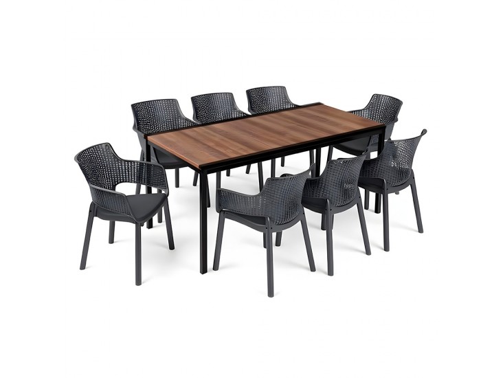 Romen Large 8+1 kerti bútor garnitúra szett dió-grafit