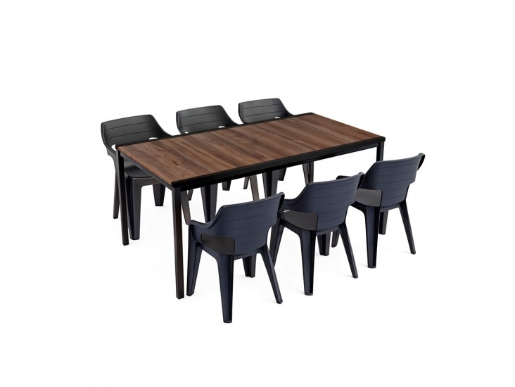 Ravello Large 6+1 kerti bútor garnitúra szett dió-fekete