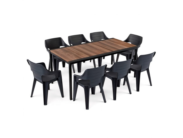 Ravello Large 8+1 kerti bútor garnitúra szett dió-fekete