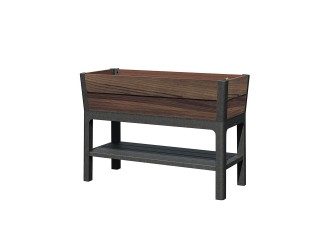 Deco elevated műanyag kerti virágláda alsó polccal 110L dió