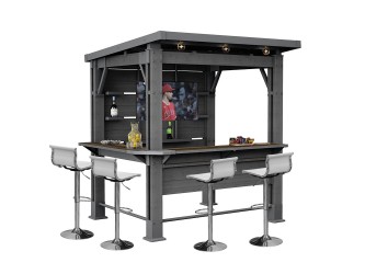 Kerti bár pavilon, bárpulttal, tetővel grafit