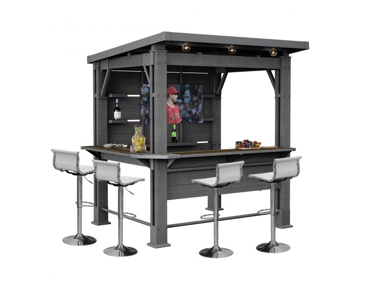 Kerti bár pavilon, bárpulttal, tetővel grafit