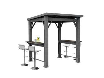 Kerti grill pavilon, pulttal, tetővel grafit