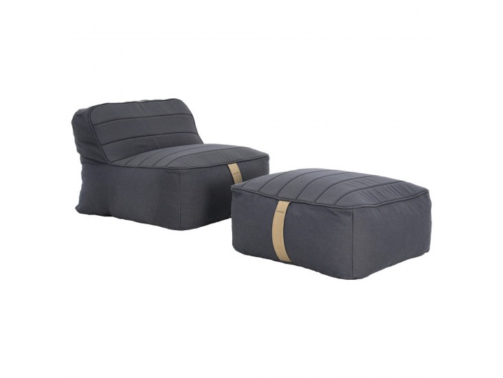 Sponge kerti szivacsfotel puffal, szürkés kék