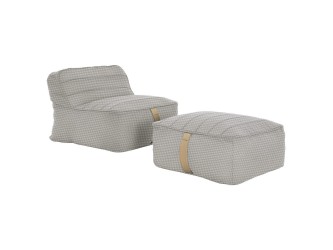 Sponge kerti szivacsfotel puffal, bézs