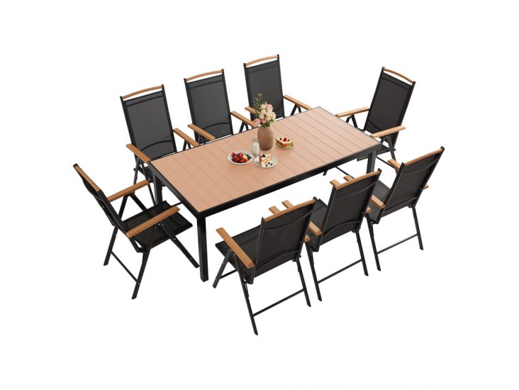 IZZY 8 személyes kerti bútor garnitúra barna asztallap