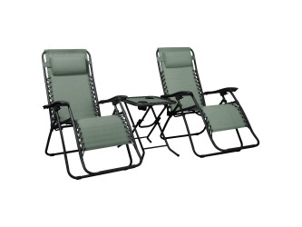 Delux 2x nyugágy és asztal szett zöld