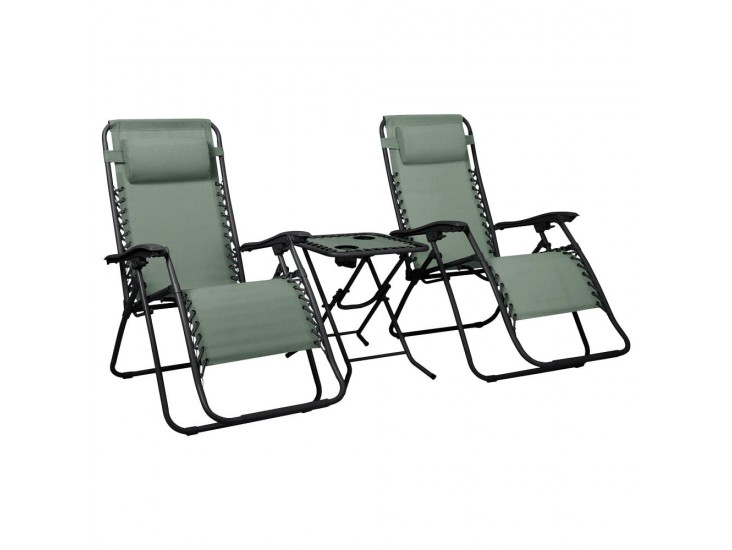 Delux 2x nyugágy és asztal szett zöld