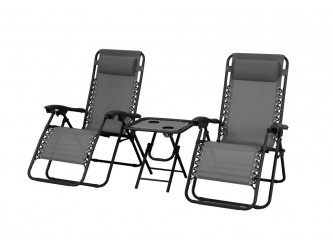 Delux 2x nyugágy és asztal szett szürke