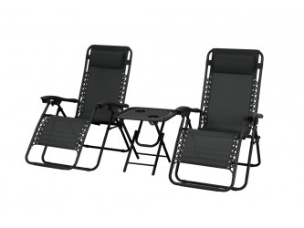 Delux 2x nyugágy és asztal szett fekete