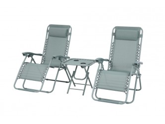 Delux 2x nyugágy és asztal szett zöld V2