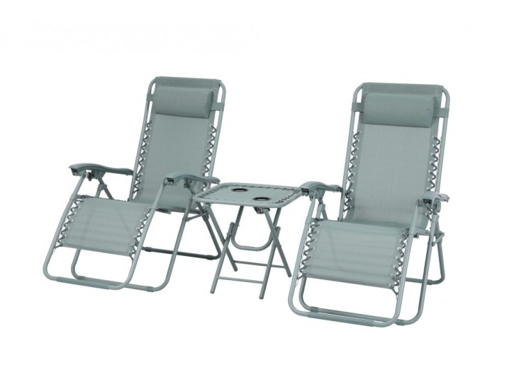 Delux 2x nyugágy és asztal szett zöld V2