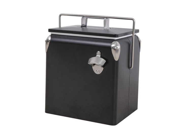 Tourist retro fém hűtőláda 13 l fekete