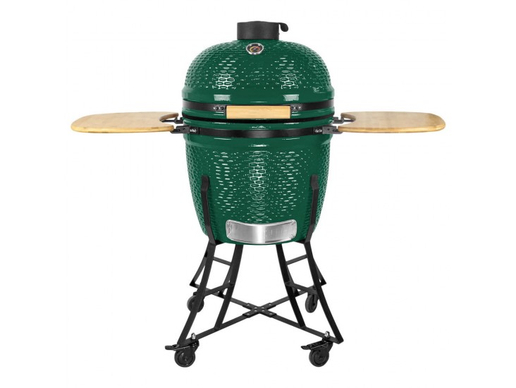Kerámia faszéngrill oldalpolcokkal, 46 cm ráccsal