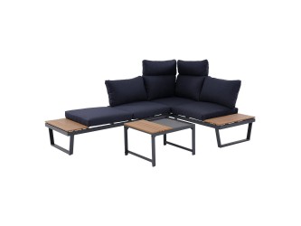 NUVIO kerti bútor szett sötétkék párnákkal