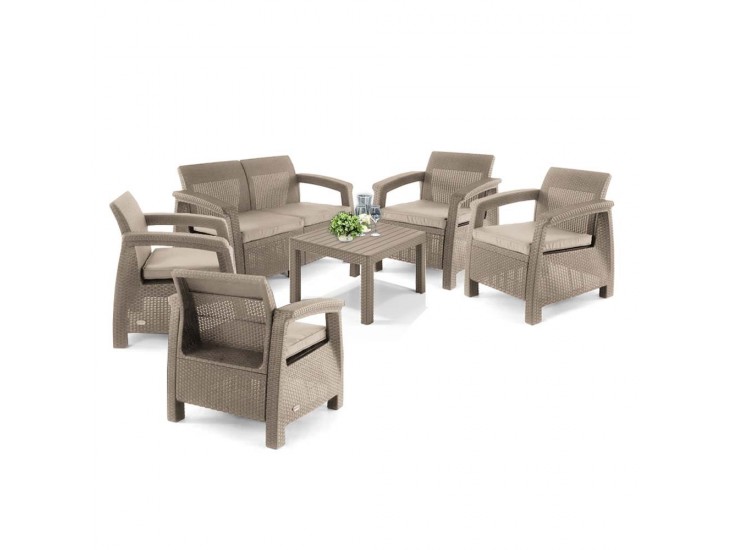 Corfu Big Light kerti bútor szett Chicago asztallal cappuccino