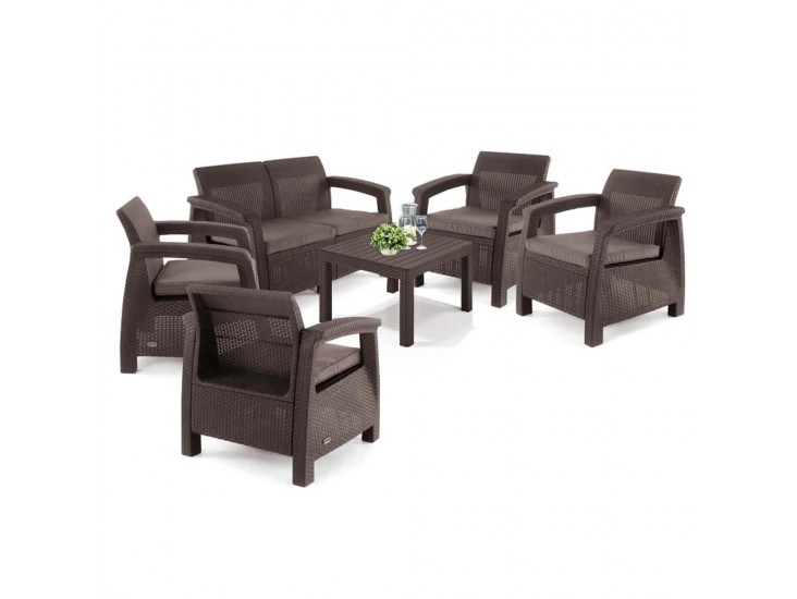 Corfu Big Light kerti bútor szett Chicago asztallal barna